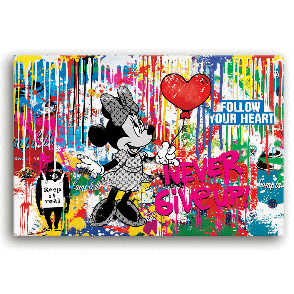 Leinwandbild - MICKEY MEETS BANKSY - NEVER GIVE UP