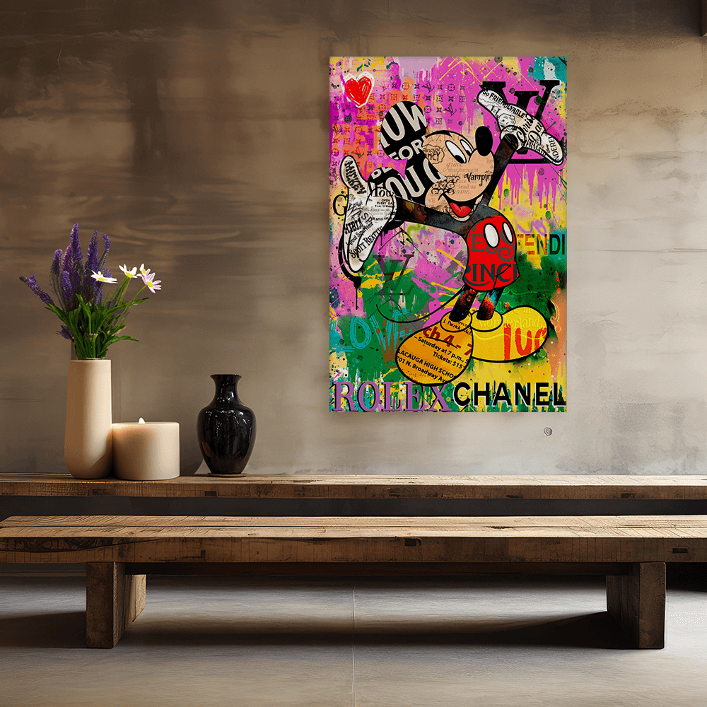 Leinwandbild - MICKEY MEETS BANKSY - READ MY HANDS