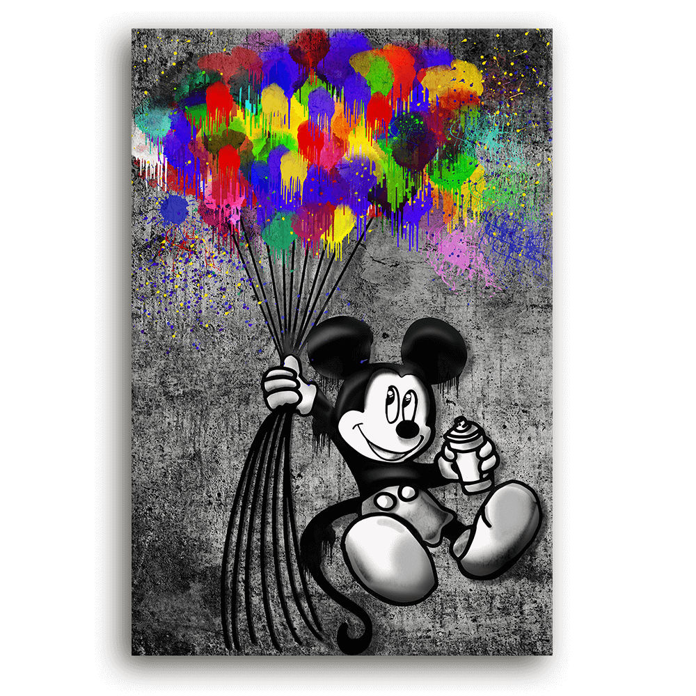 Leinwandbild - MICKEY MEETS BANKSY - GRAFFITY BALLONS