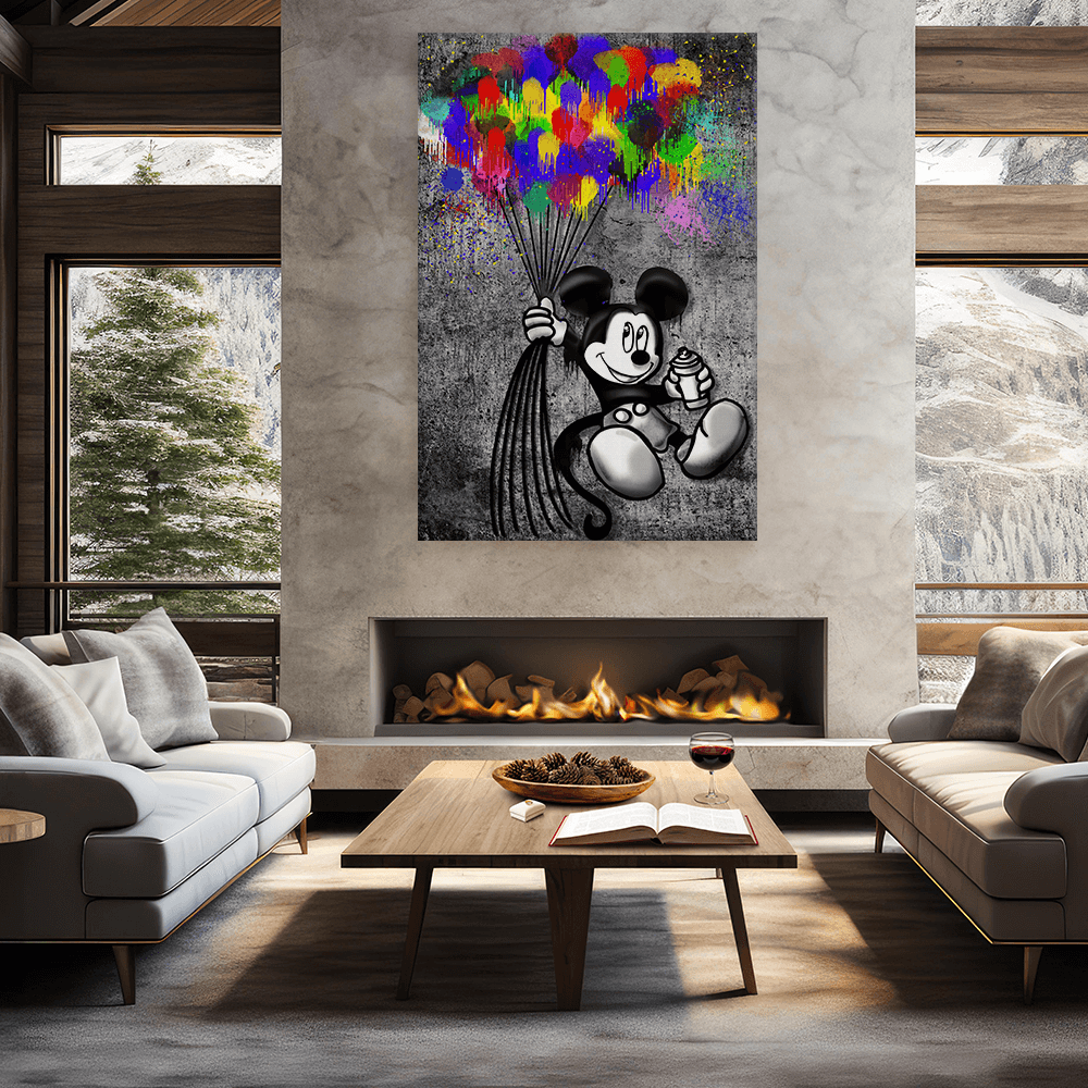 Leinwandbild - MICKEY MEETS BANKSY - GRAFFITY BALLONS