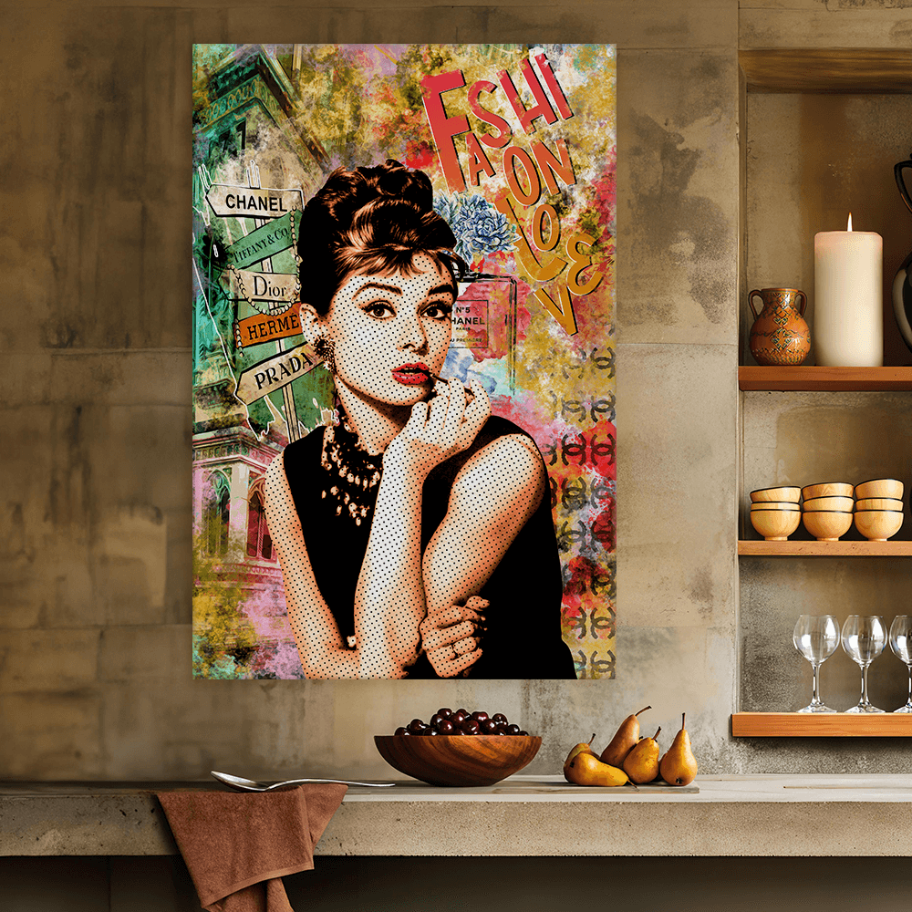 Leinwandbild - AUDREY HEPBURN POP ART - FASHION LOVE
