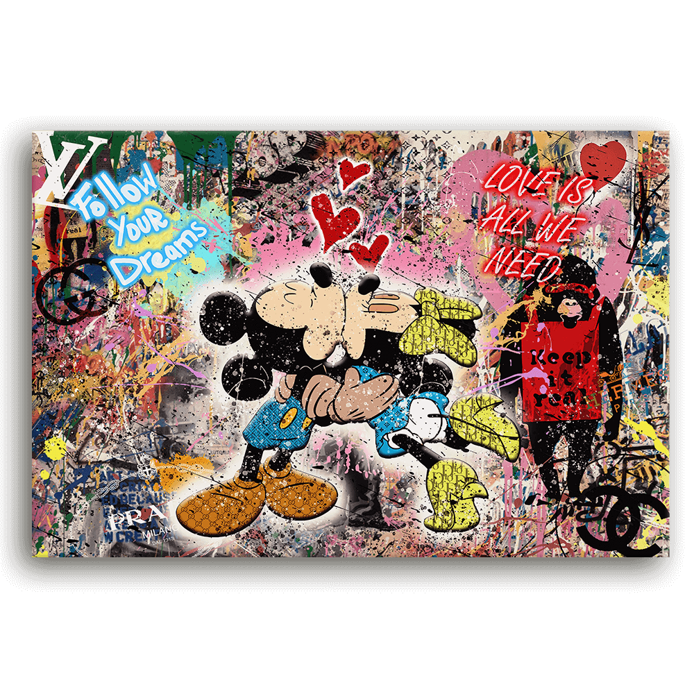 Leinwandbild - MICKEY MEETS BANKSY - LOVE IS ALL WE NEED No. 3