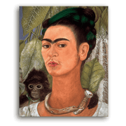 Leinwandbild - Frida Kahlo - Selbsbildnis mit Affe