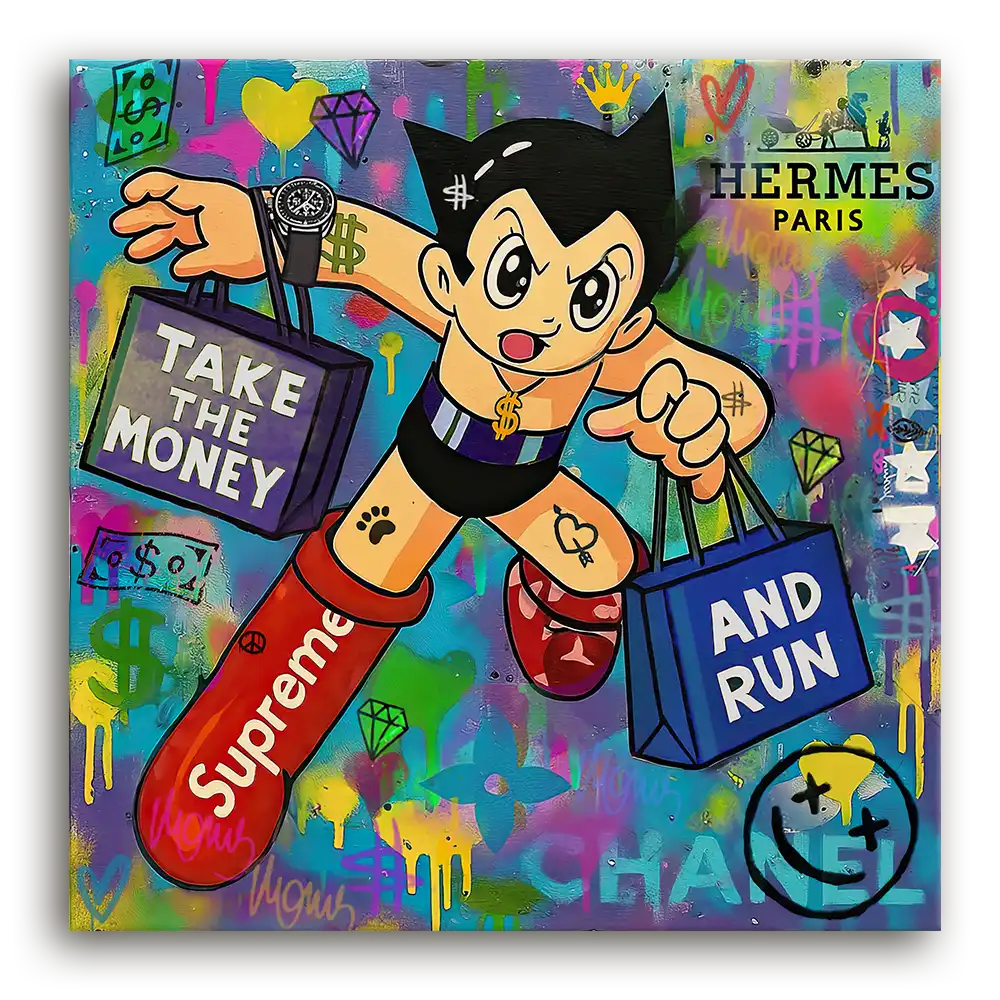 Leinwandbild - Astro Run – Luxusjagd im Pop-Art-Stil