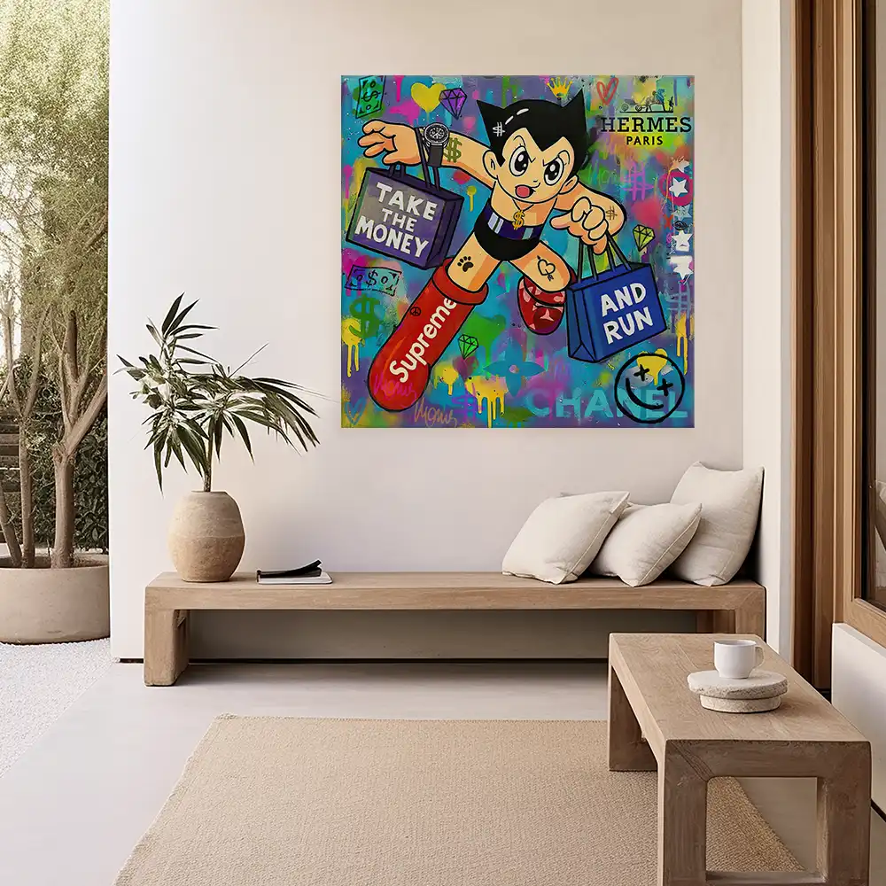 Leinwandbild - Astro Run – Luxusjagd im Pop-Art-Stil