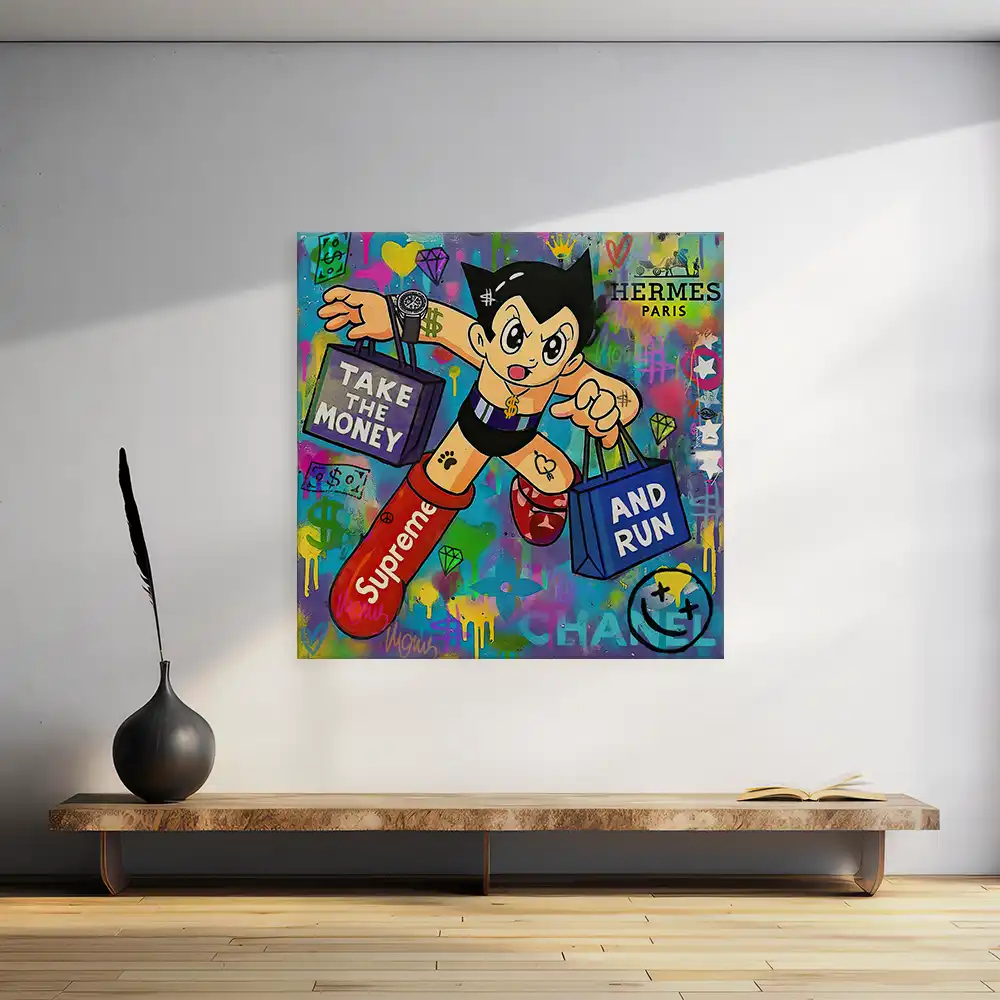 Leinwandbild - Astro Run – Luxusjagd im Pop-Art-Stil