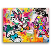 Leinwandbild - Bunny vs. Mouse - Catch Me If You Can
