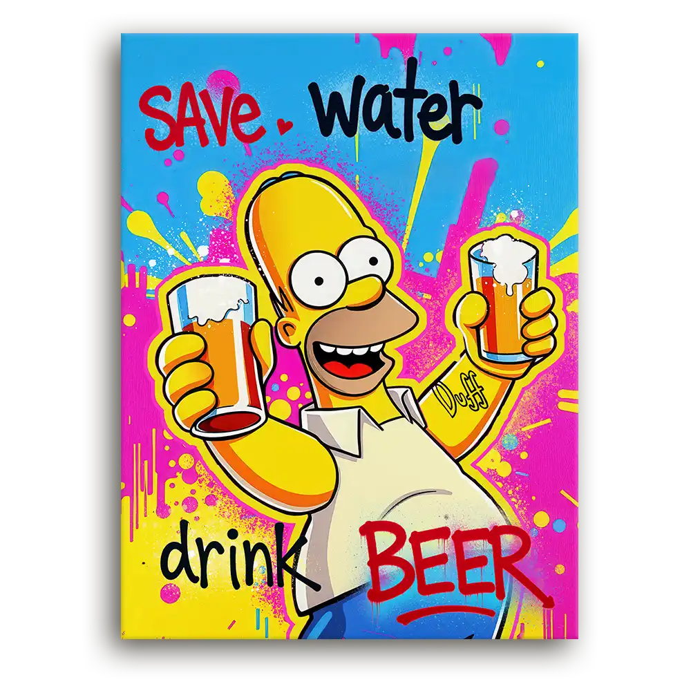 Leinwandbild - Homer - Save Water Drink Beer