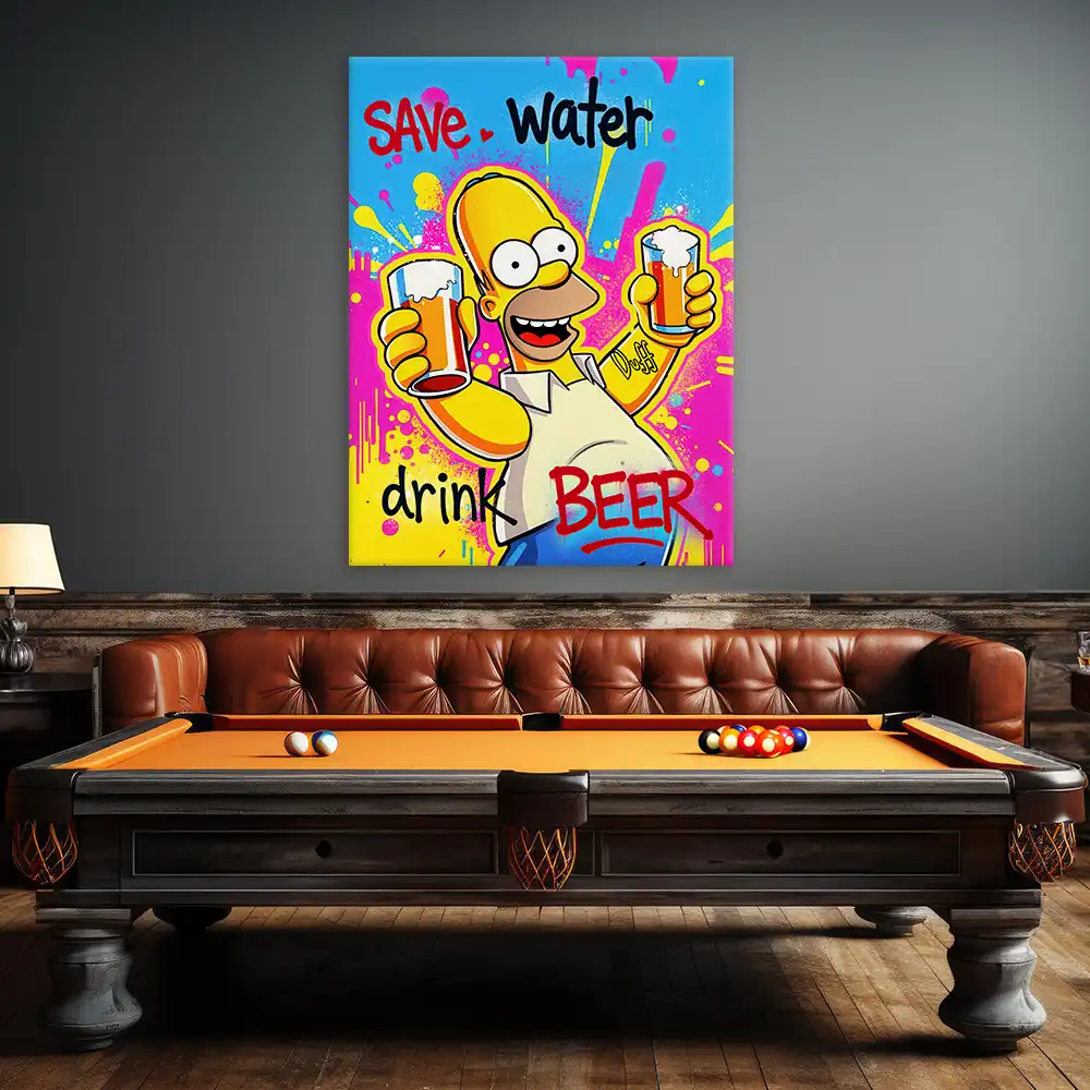 Leinwandbild - Homer - Save Water Drink Beer