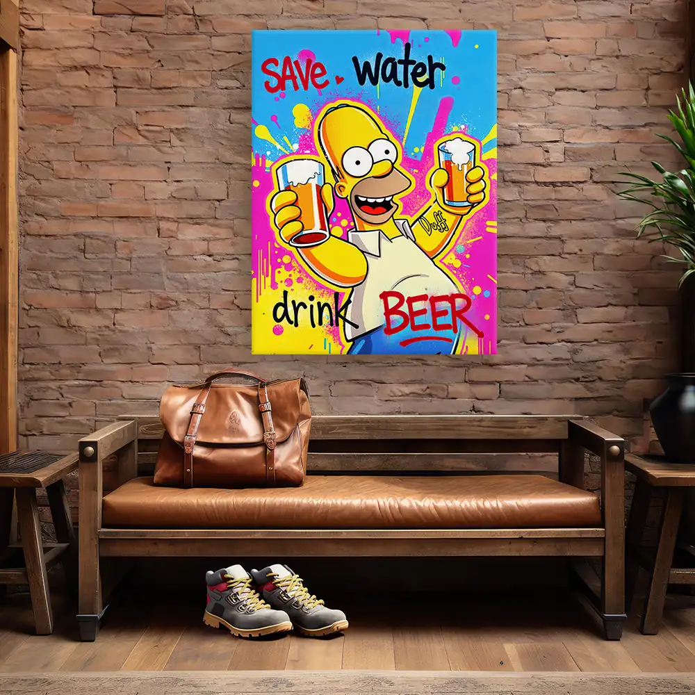 Leinwandbild - Homer - Save Water Drink Beer