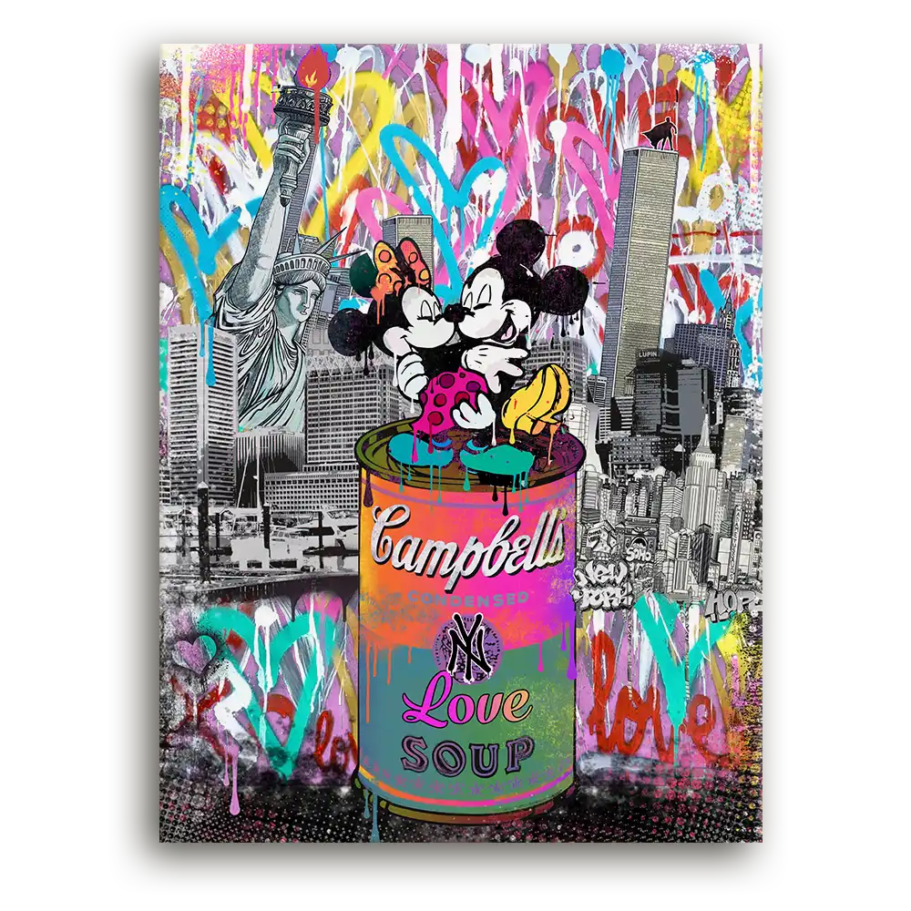 Leinwandbild - Mickey & Minnie - New York Love Soup