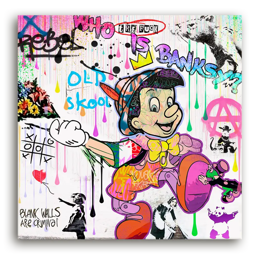Leinwandbild - Pinocchio - Who the F    is Banksy