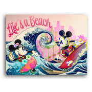 Leinwandbild - Mickey Surfing the Wave of Kanagawa