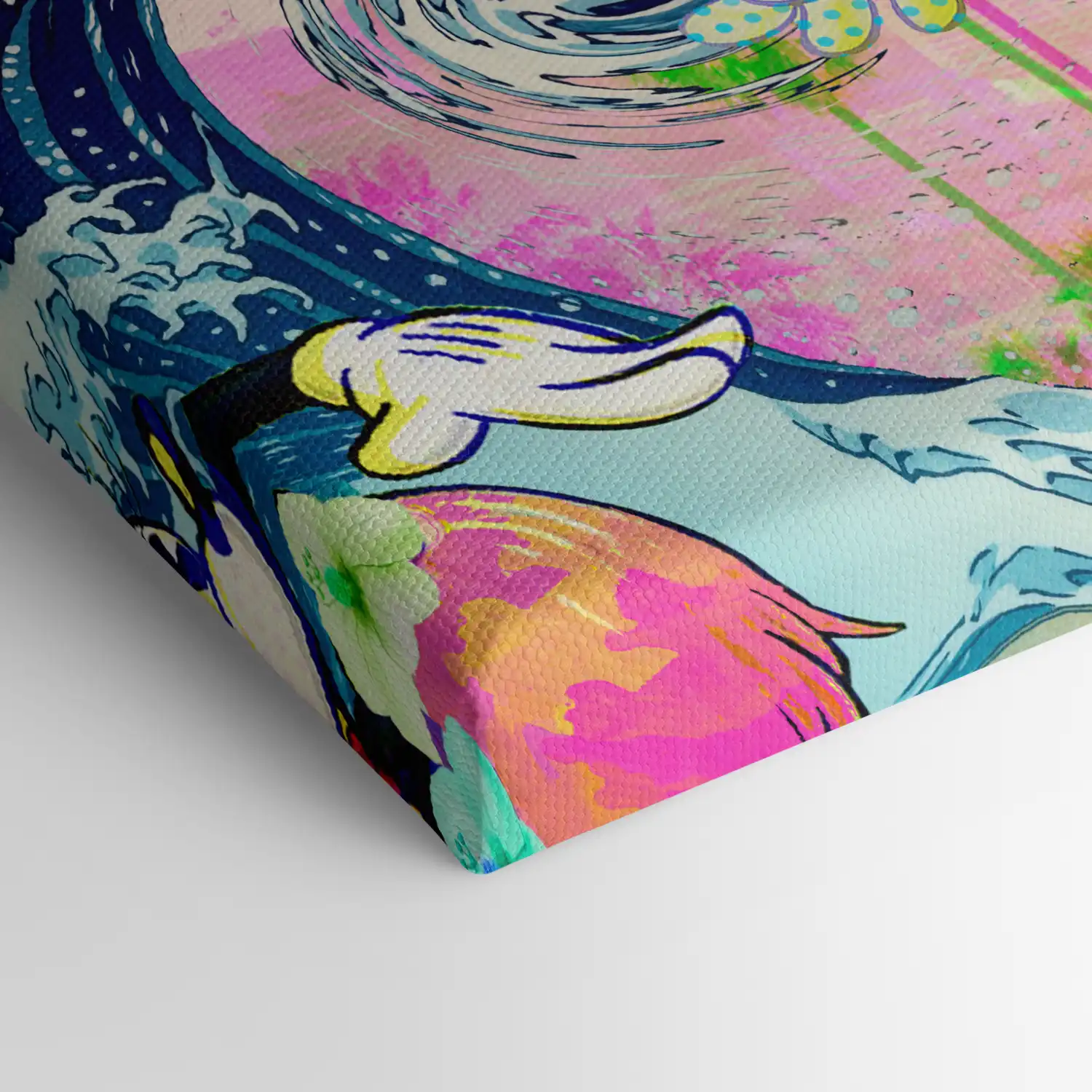 Leinwandbild - Mickey Surfing the Wave of Kanagawa