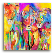Leinwandbild - The Lioness March – Power In Rainbow Stripes