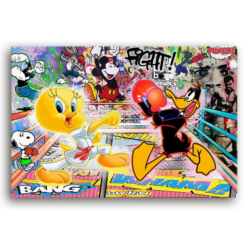 Leinwandbild - Comic Knockout – Pop Art Boxing