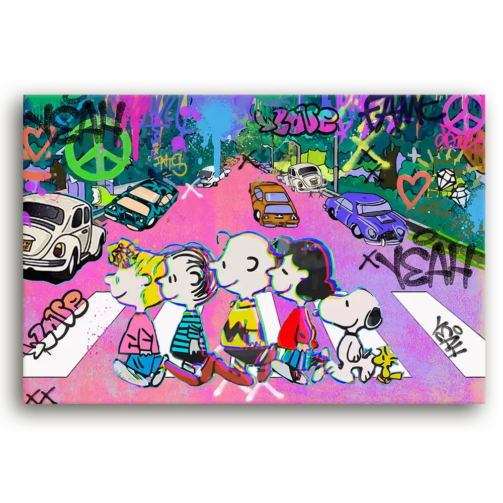 Leinwandbild - Peanuts on Abbey Road – Street Pop Edition