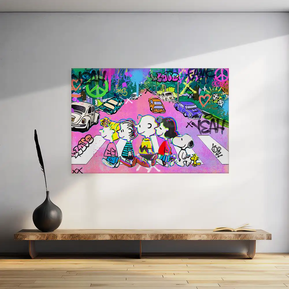 Leinwandbild - Peanuts on Abbey Road – Street Pop Edition