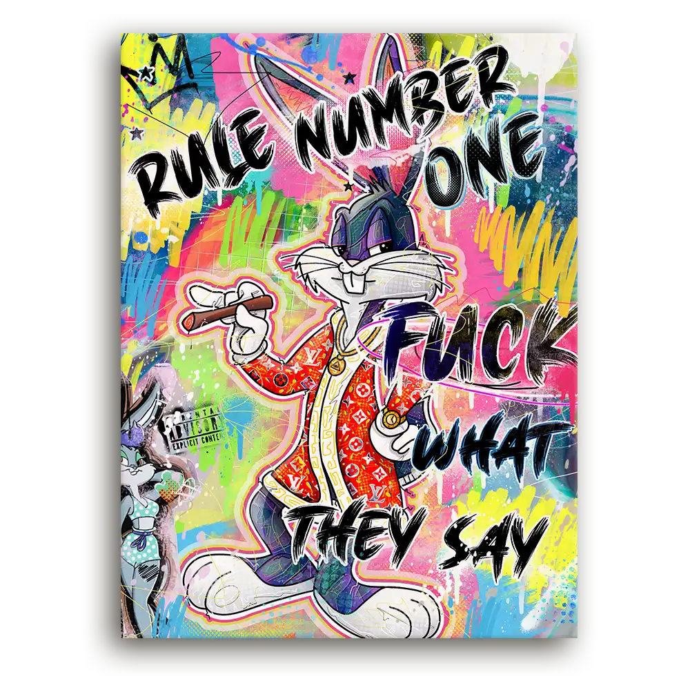 Leinwandbild - Street King Bunny – Breaking All the Rules