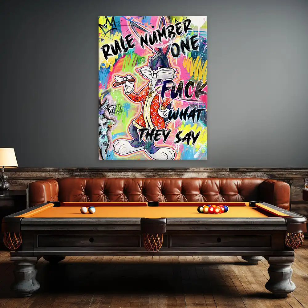 Leinwandbild - Street King Bunny – Breaking All the Rules