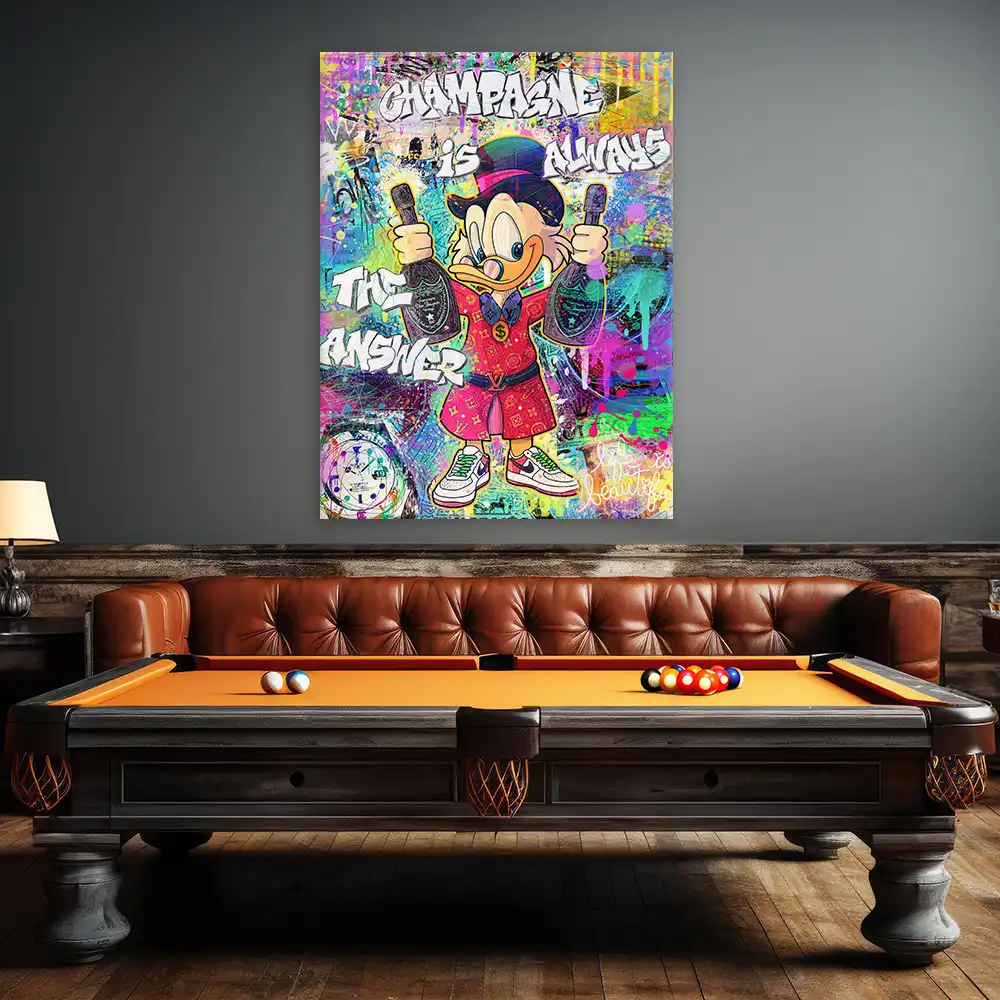 Leinwandbild - Pop Art Dagobert – Champagne Is Always The Answer