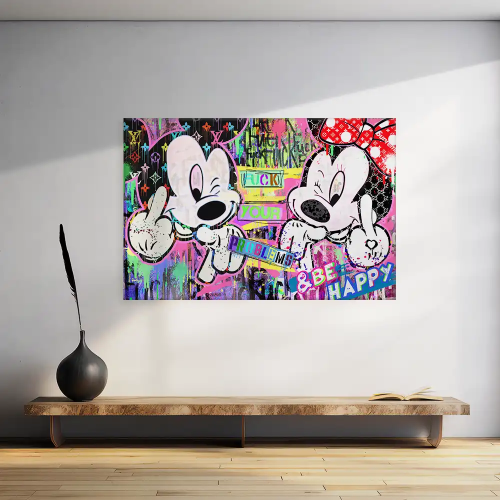 Leinwandbild - Mickey & Minnie - Fuck Your Problems & Stay Happy