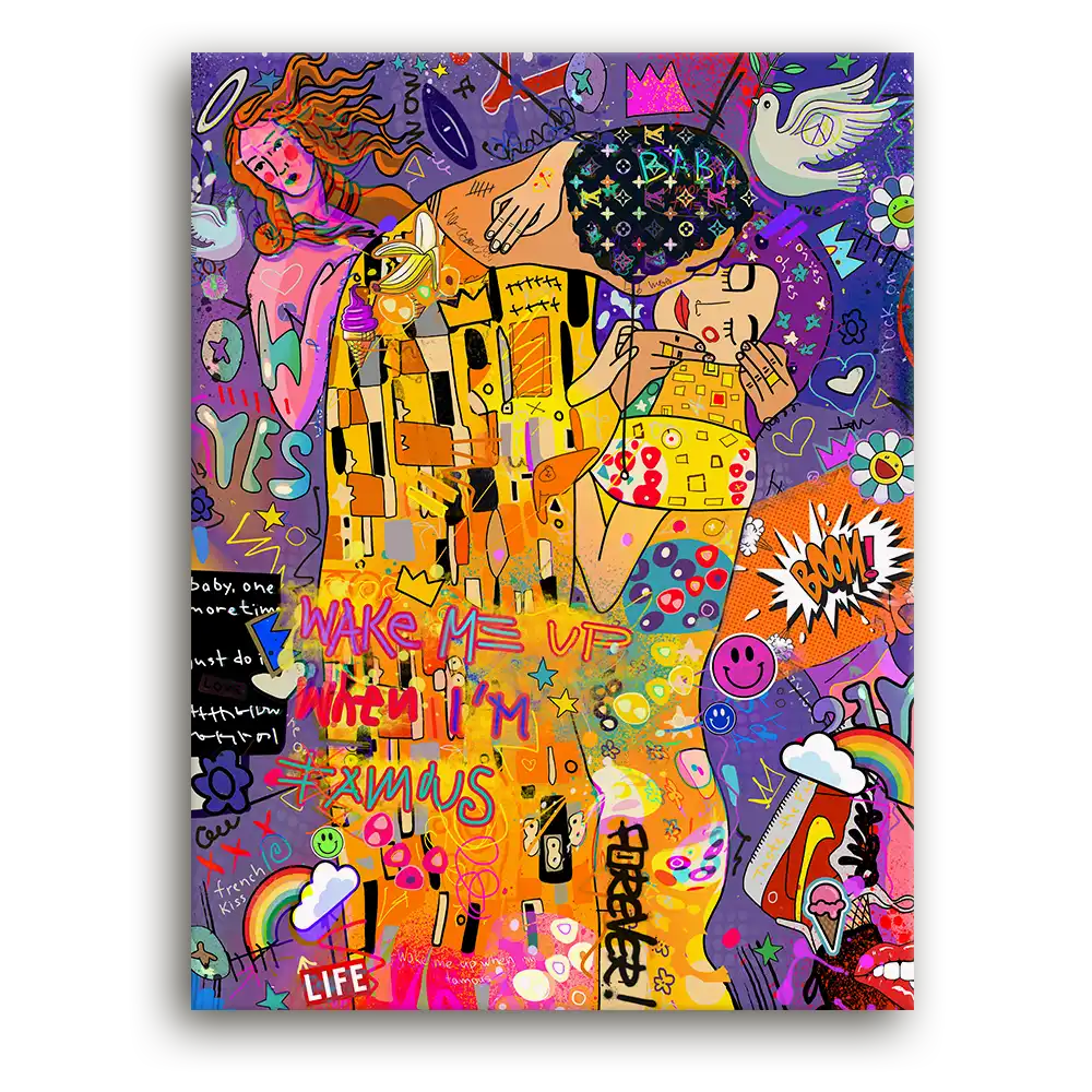 Leinwandbild - Klimt Kiss - Wake Me Up When I’m Famous