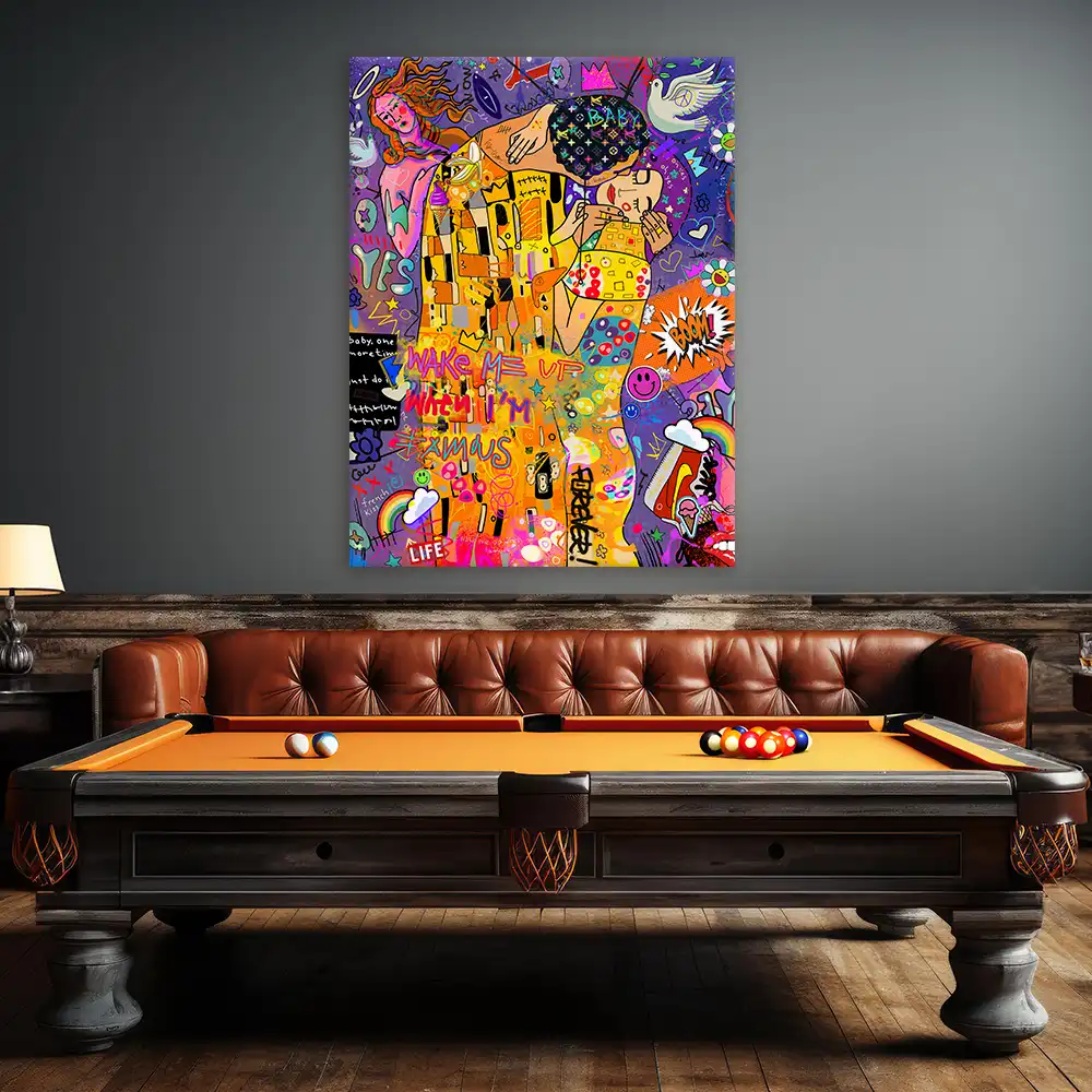 Leinwandbild - Klimt Kiss - Wake Me Up When I’m Famous