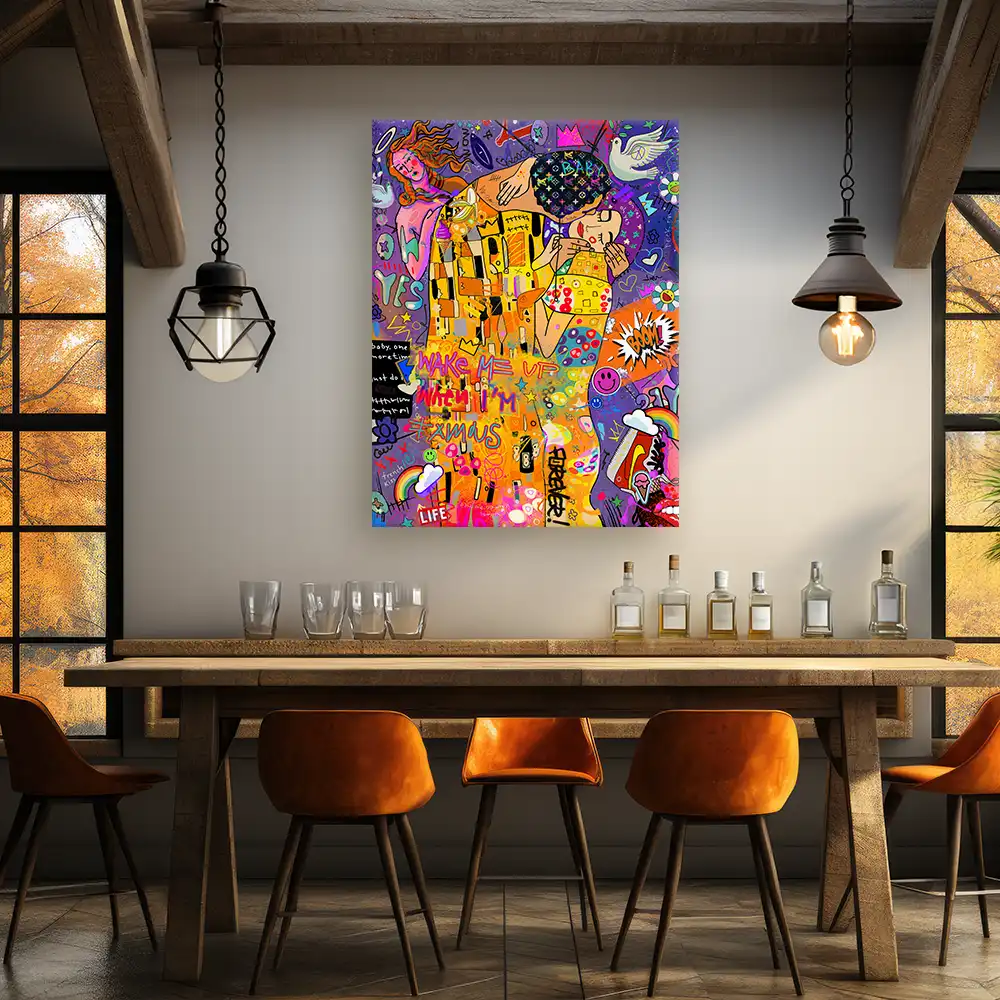 Leinwandbild - Klimt Kiss - Wake Me Up When I’m Famous