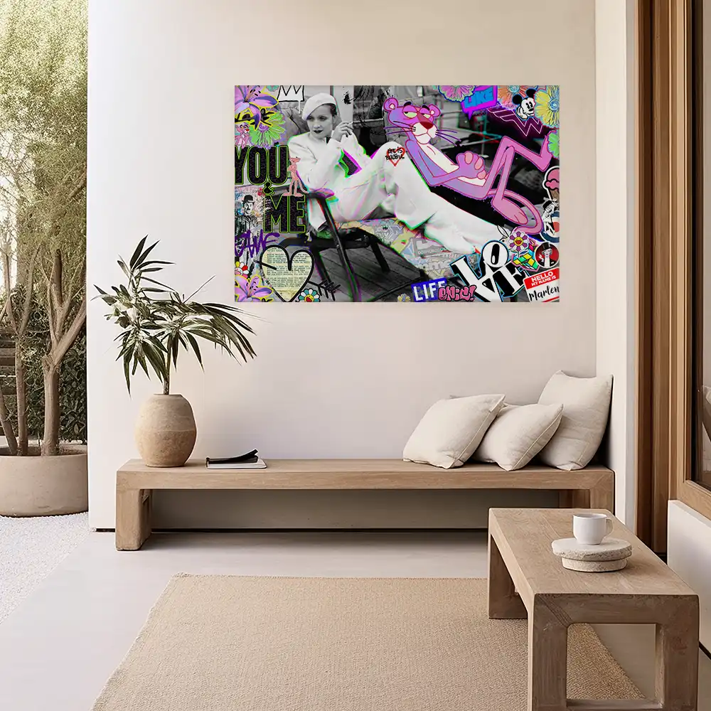 Leinwandbild - Marlene & Pink Panther – Life Is Beautiful With You & Me
