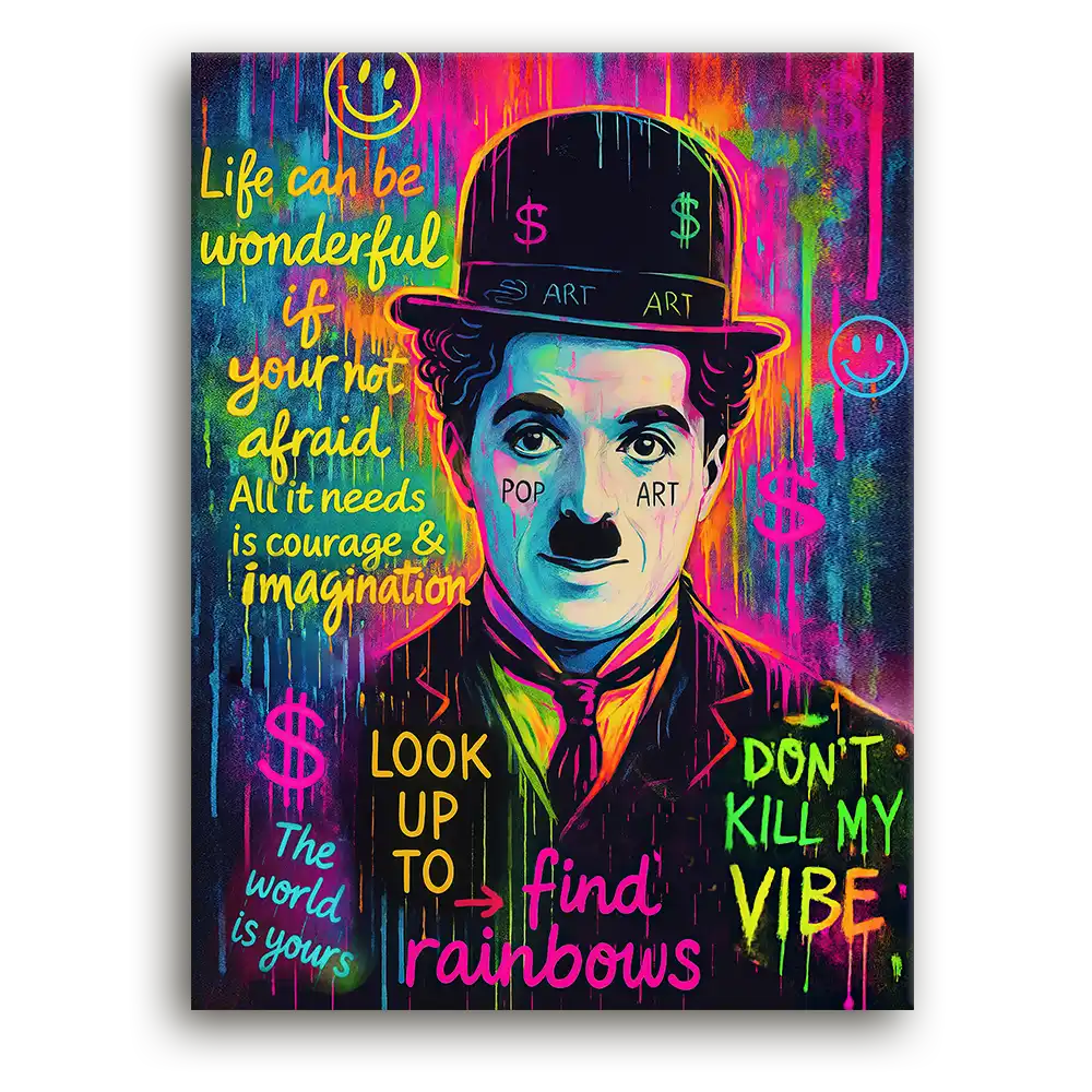 Leinwandbild - Charlie Chaplin - Look Up To Find Rainbows