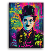 Leinwandbild - Charlie Chaplin - Look Up To Find Rainbows