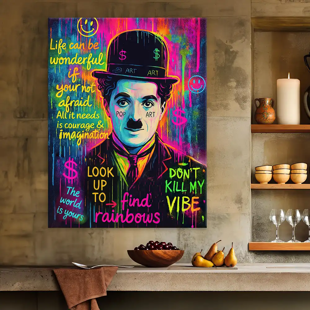 Leinwandbild - Charlie Chaplin - Look Up To Find Rainbows