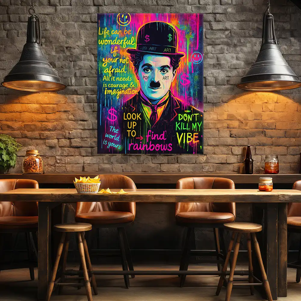 Leinwandbild - Charlie Chaplin - Look Up To Find Rainbows