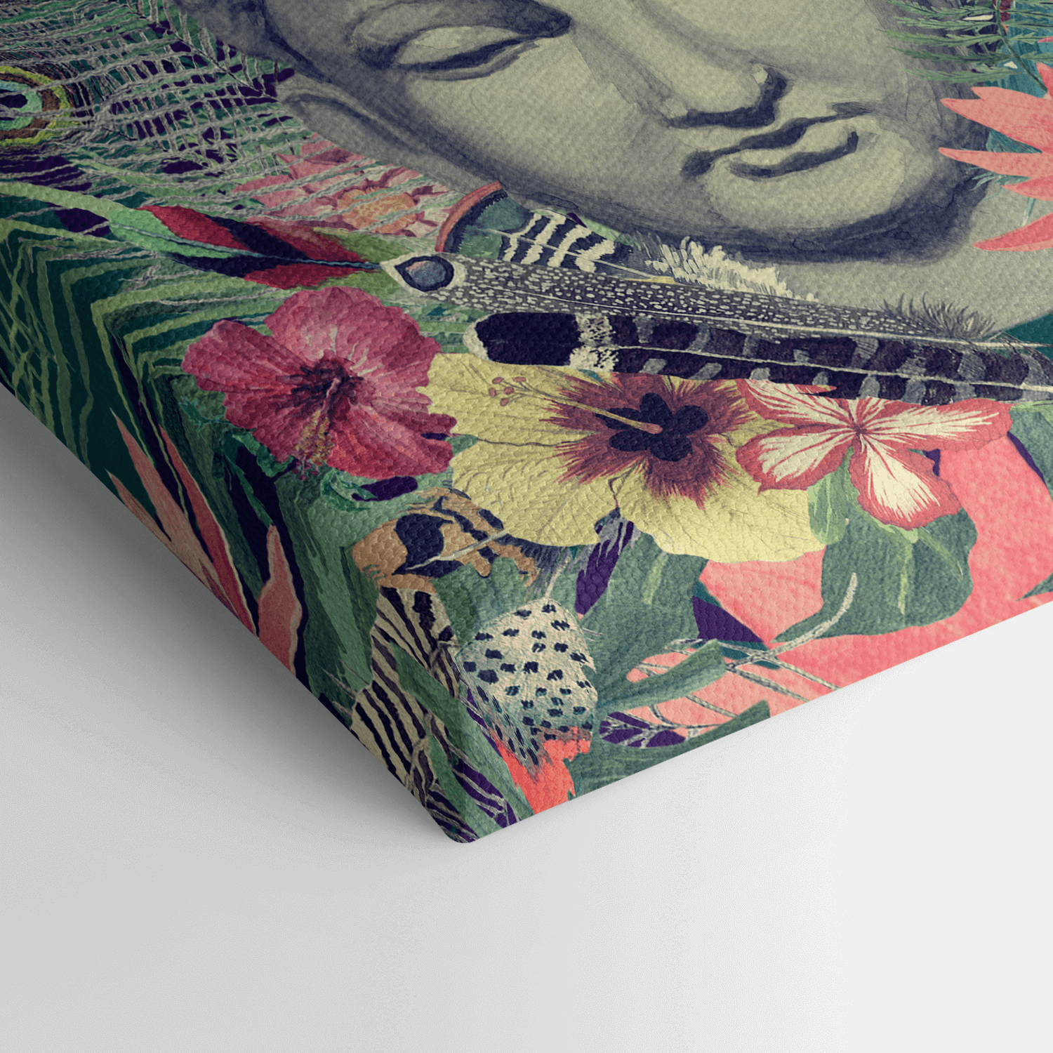 Leinwandbild - Buddha unter Blumen
