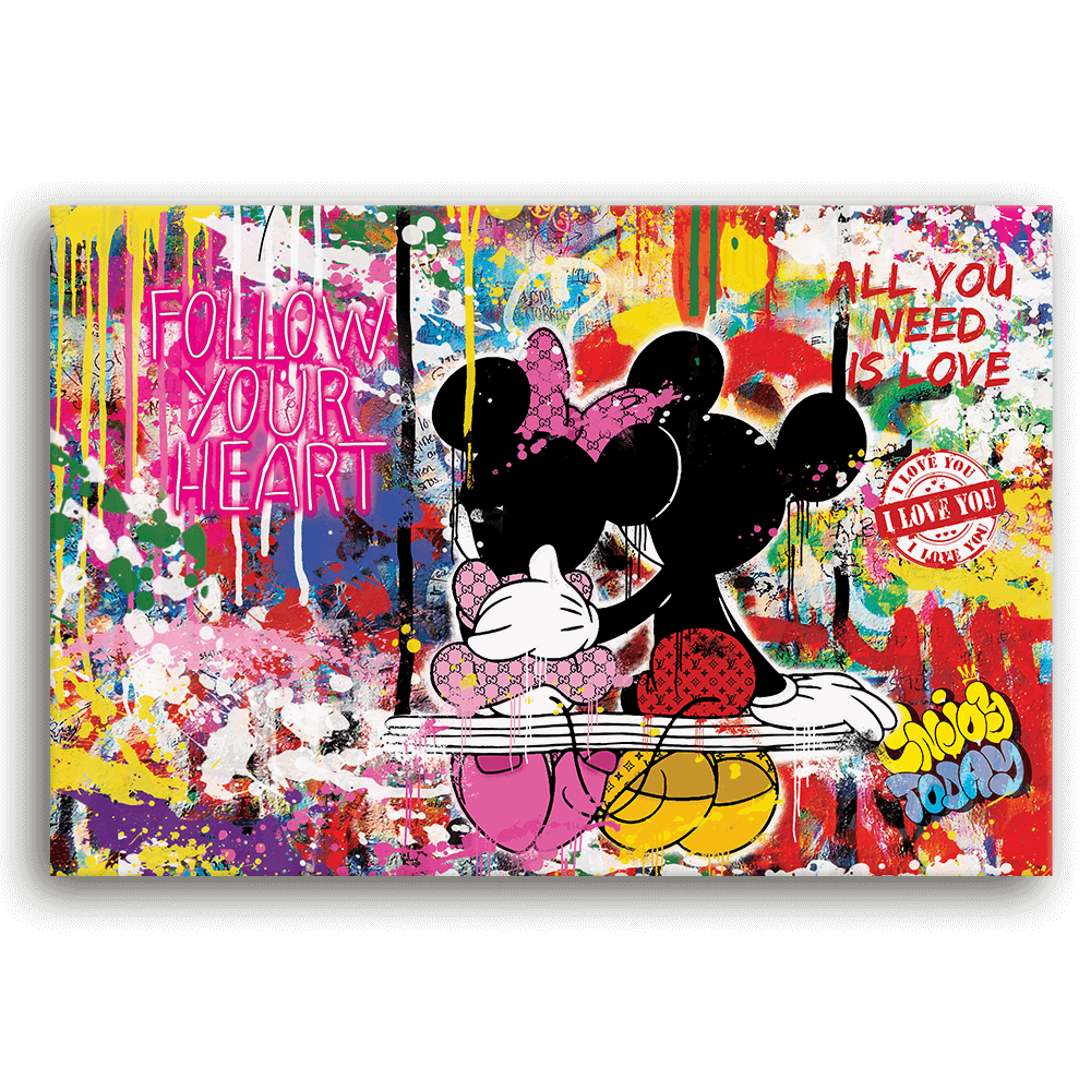 Leinwandbild - MICKEY MEETS BANKSY - LOVE IS ALL WE NEED