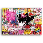 Leinwandbild - MICKEY MEETS BANKSY - LOVE IS ALL WE NEED