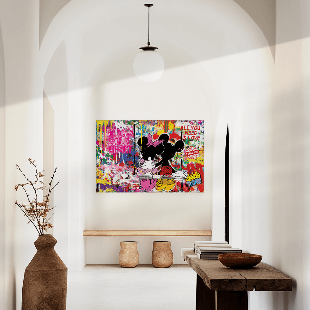 Leinwandbild - MICKEY MEETS BANKSY - LOVE IS ALL WE NEED