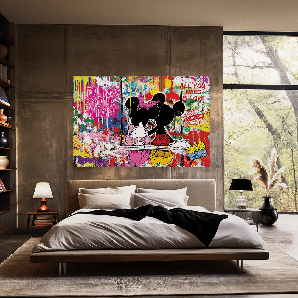 Leinwandbild - MICKEY MEETS BANKSY - LOVE IS ALL WE NEED