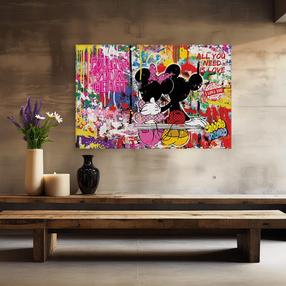 Leinwandbild - MICKEY MEETS BANKSY - LOVE IS ALL WE NEED