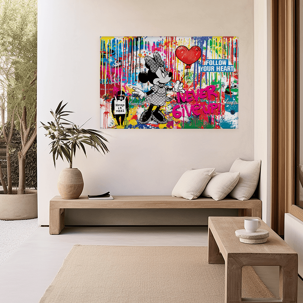 Leinwandbild - MICKEY MEETS BANKSY - NEVER GIVE UP