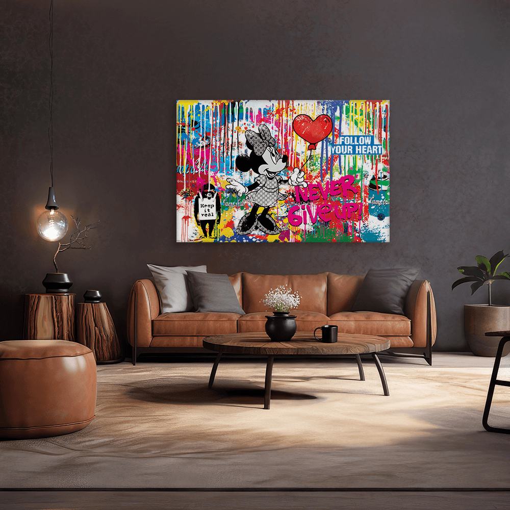 Leinwandbild - MICKEY MEETS BANKSY - NEVER GIVE UP