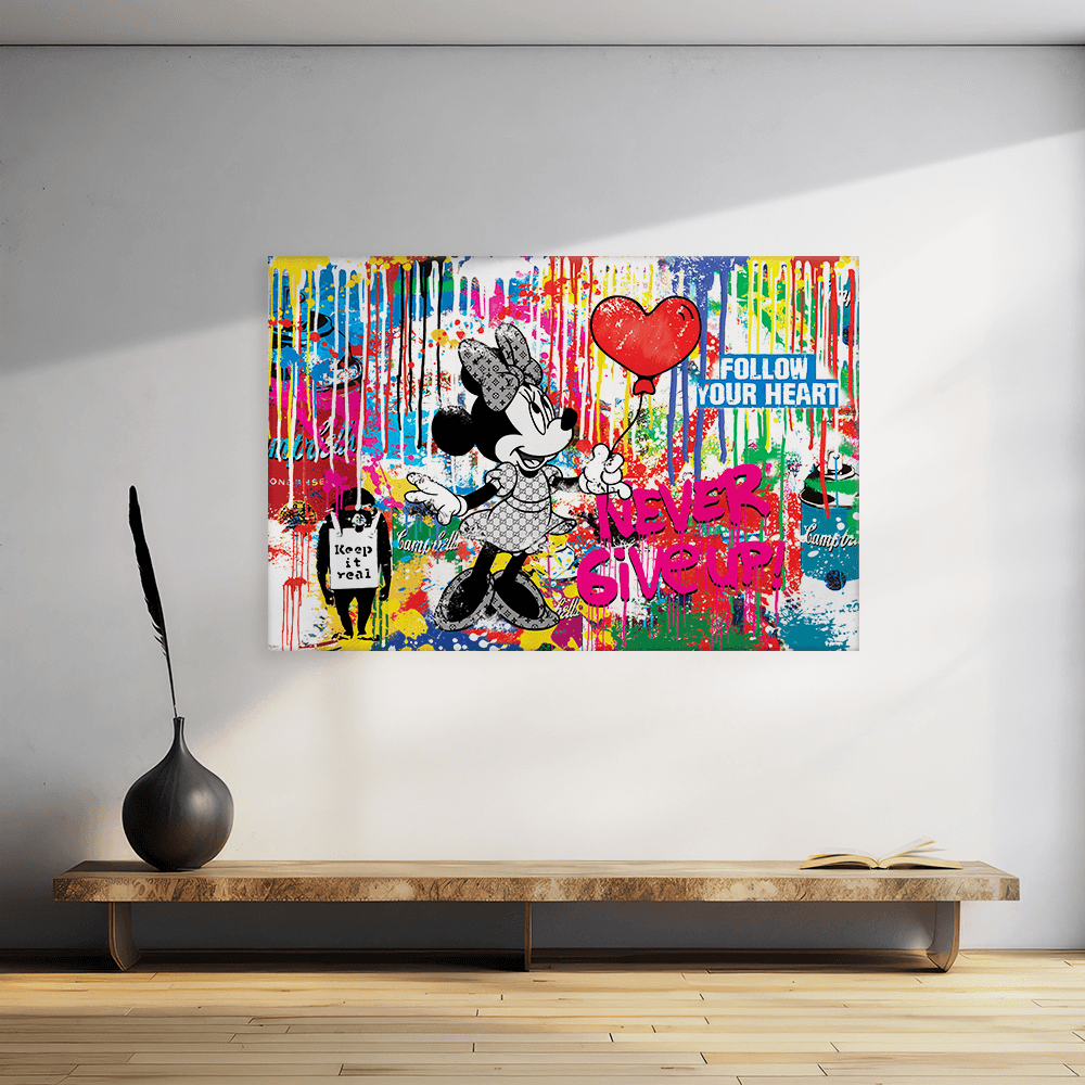 Leinwandbild - MICKEY MEETS BANKSY - NEVER GIVE UP