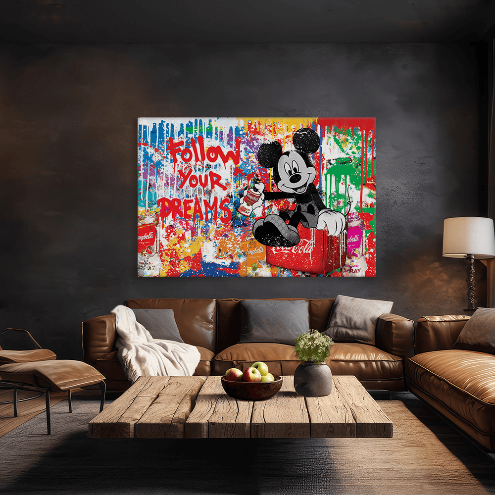 Leinwandbild - MICKEY MEETS BANKSY - FOLLOW YOUR DREAMS