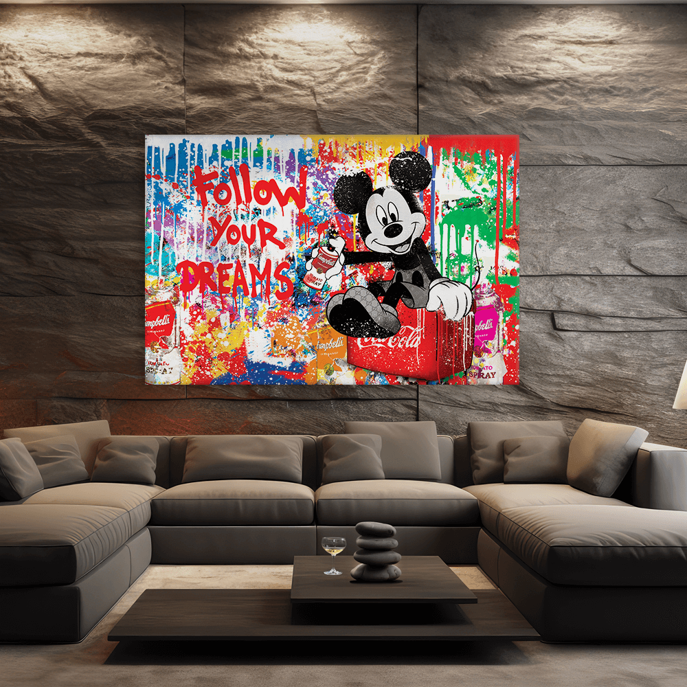 Leinwandbild - MICKEY MEETS BANKSY - FOLLOW YOUR DREAMS