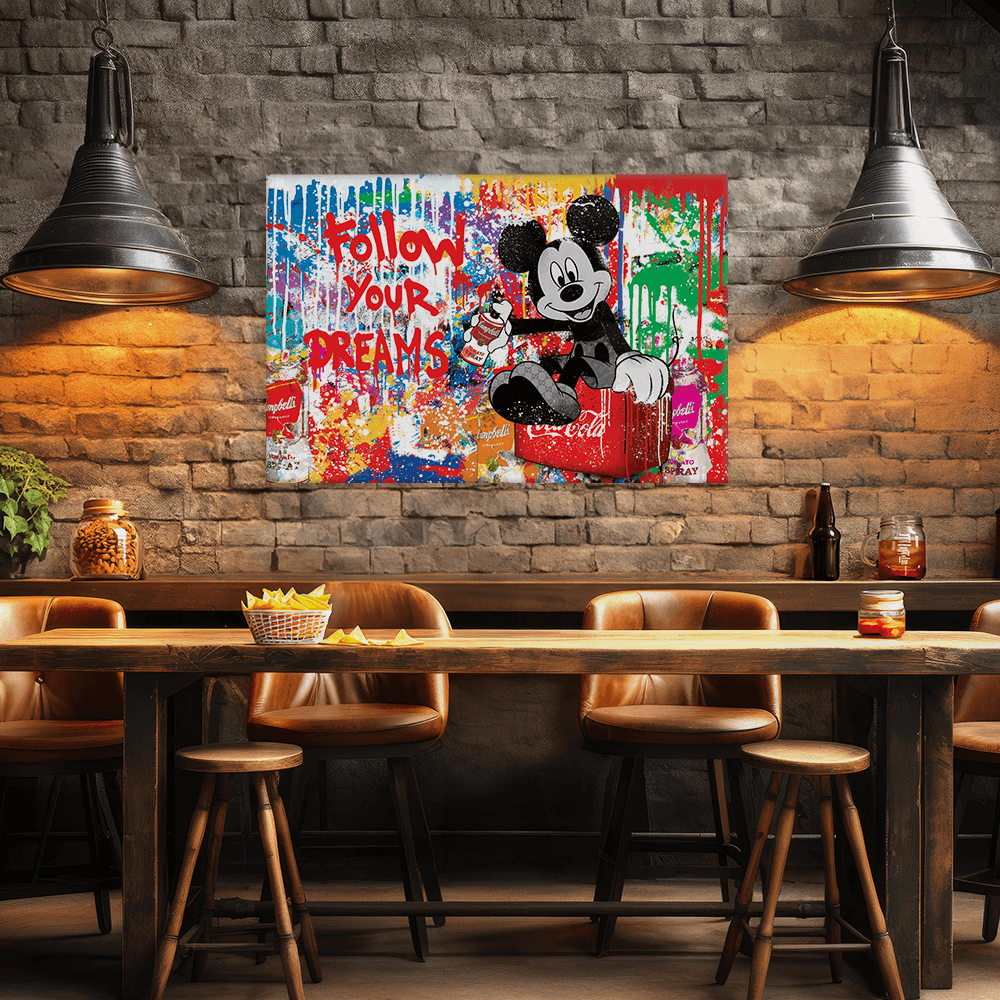 Leinwandbild - MICKEY MEETS BANKSY - FOLLOW YOUR DREAMS