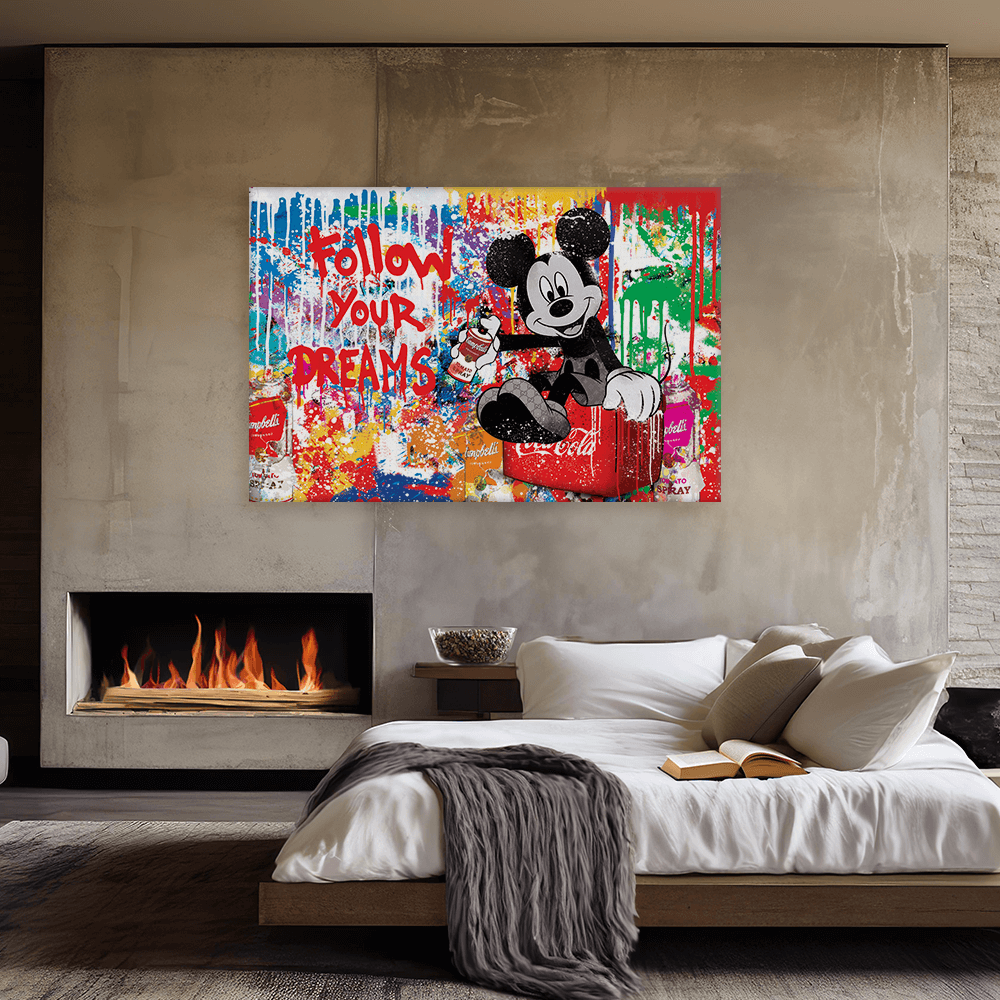 Leinwandbild - MICKEY MEETS BANKSY - FOLLOW YOUR DREAMS