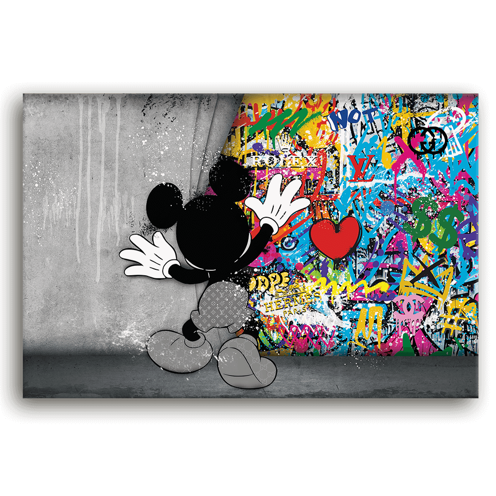 Leinwandbild - MICKEY MEETS BANKSY - HINTER DEM VORHANG