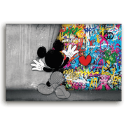 Leinwandbild - MICKEY MEETS BANKSY - HINTER DEM VORHANG