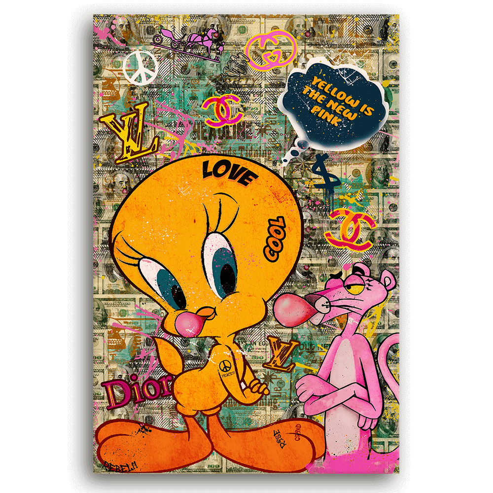 Leinwandbild - PINK PANTHER - YELLOW IS THE NEW PINK